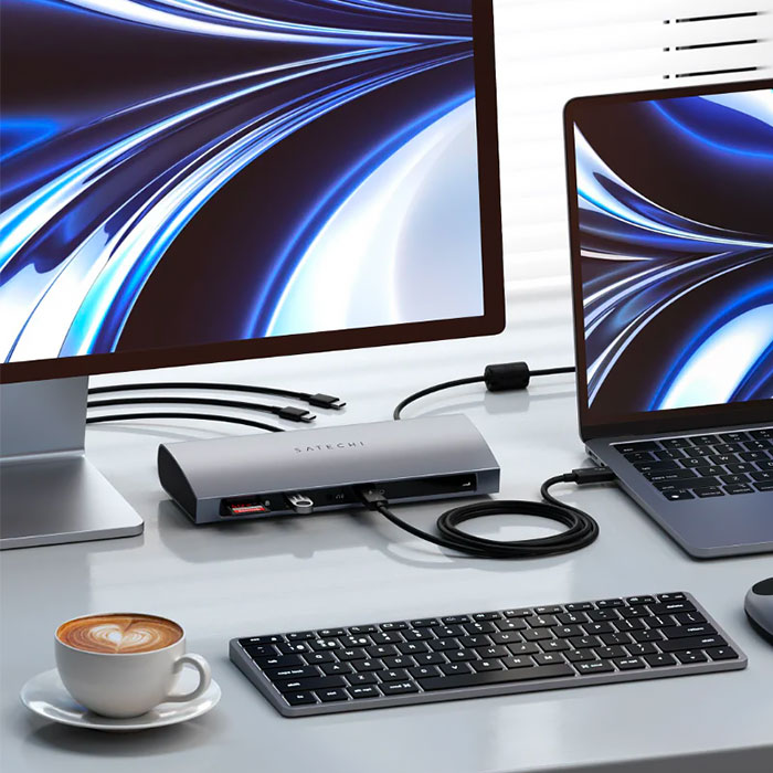 Station D'accueil Thunderbolt 4 PULWTOP - Double écran 8K/4K - Ports Multiples (HDMI, SD, Ethernet 2,5 GbE) - Compatible Windows/Mac